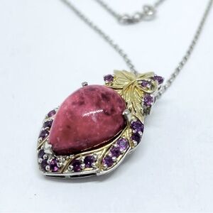 Sterling Silver Norwegian Thalite & gem stone pendant